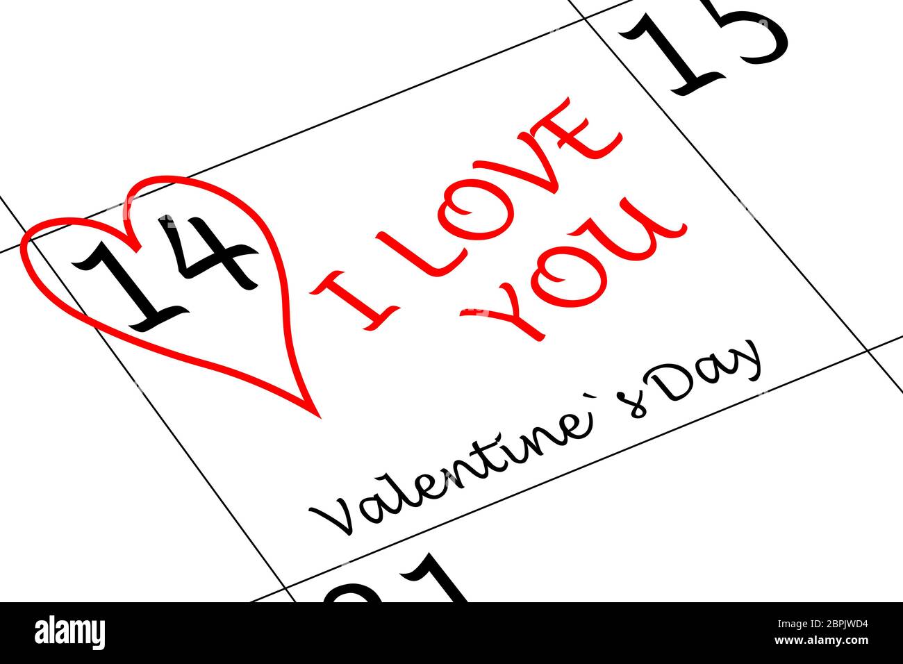 Valentinstag Ich liebe dich mit Herz.`s Stockfoto